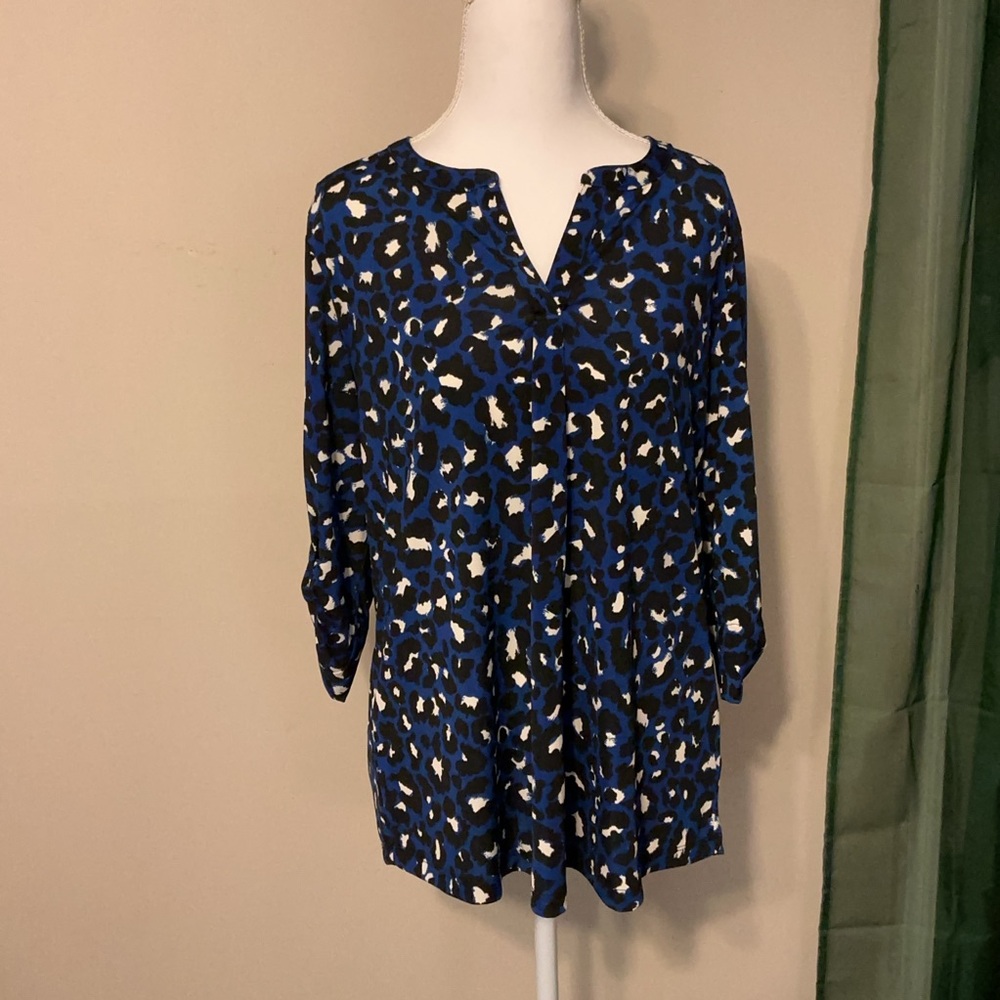 Blue Leopard Print Women's Top